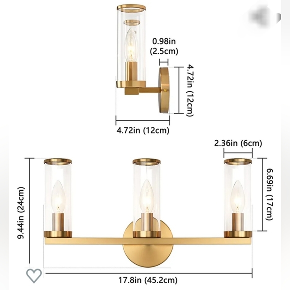 Pomitos 3 light vanity light brushed gold - Picture 3 of 5